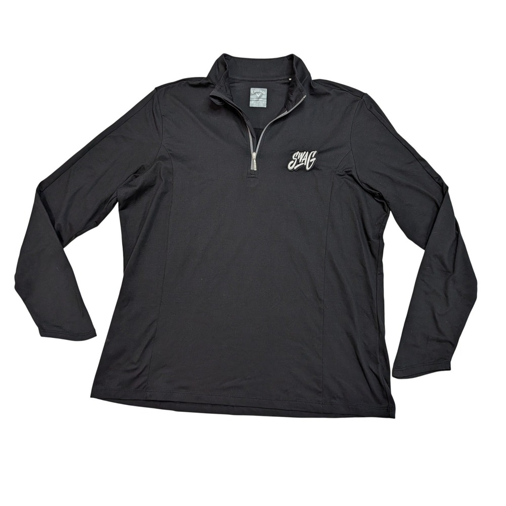 Callaway Swag Golf 1/4 Zip Pullover Mens L Black Opti-Dri Performance